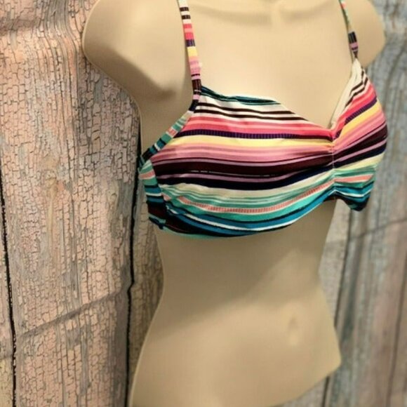 Horizontal Striped Bikini Top Slightly Padded with an Adorable Strappy Backing - Picture 4 of 4